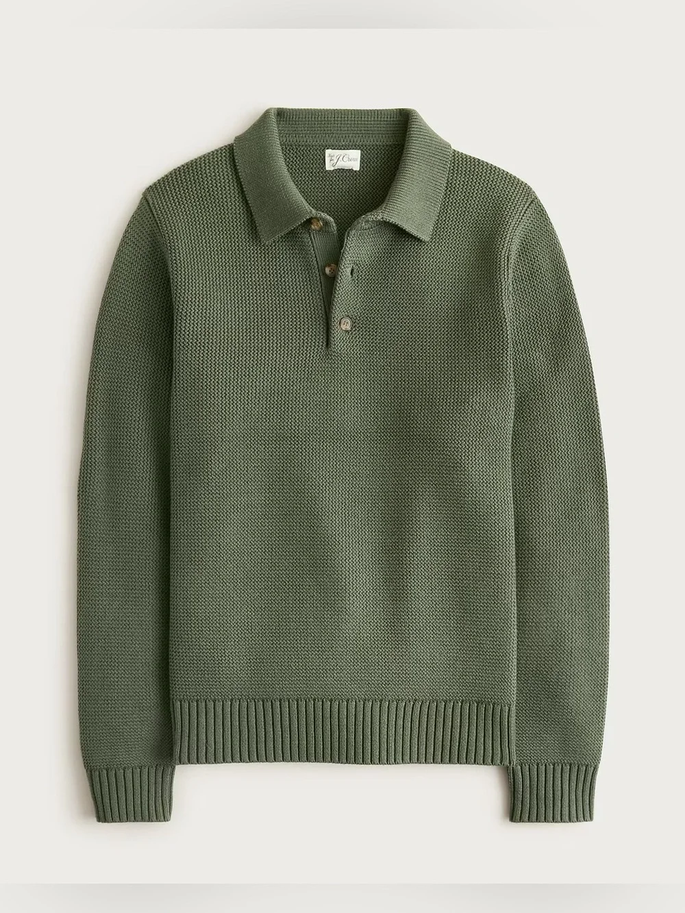 Cotton racking-stitch sweater-polo